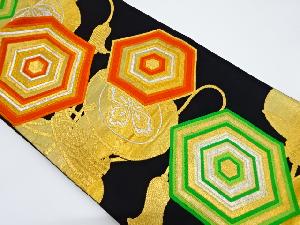 アンティーク　重ね亀甲に鼓模様織り出し袋帯（着用可）